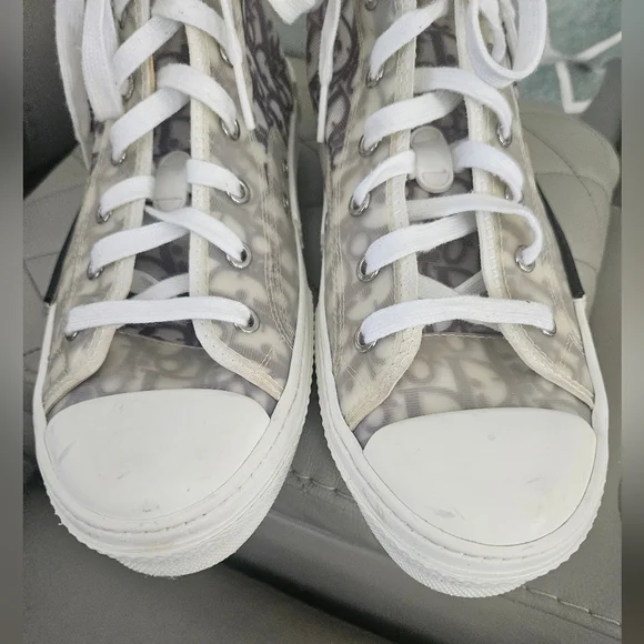 Dior Monogram High-Top Sneakers in Gray and White - Picture 5 of 10